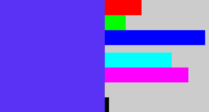 Hex color #5932f6 - purpley blue