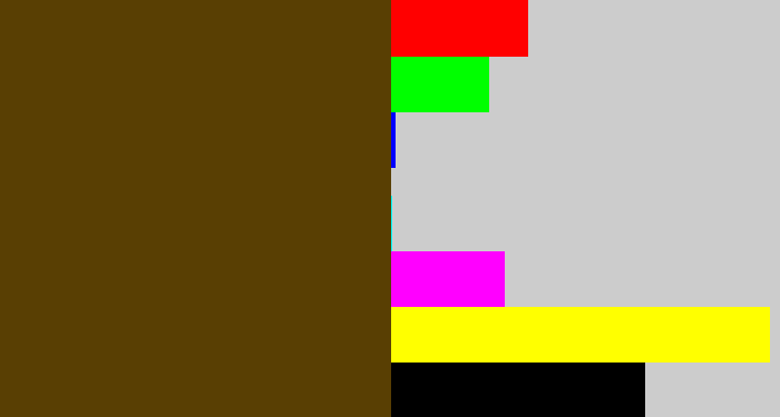 Hex color #593f03 - brown