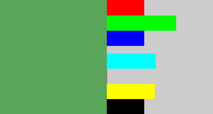 Hex color #59a55a - dark pastel green