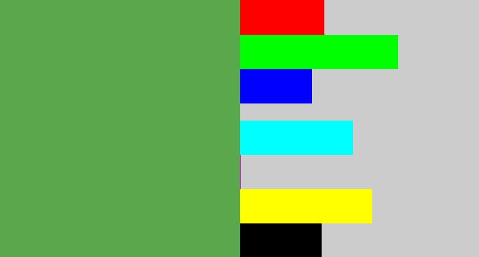 Hex color #59a94c - mid green