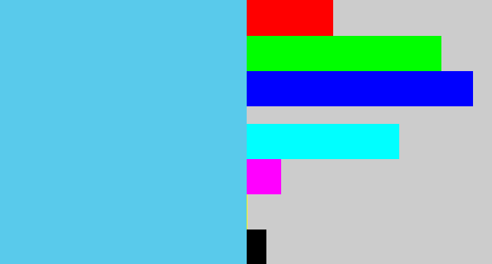 Hex color #59caeb - lightblue