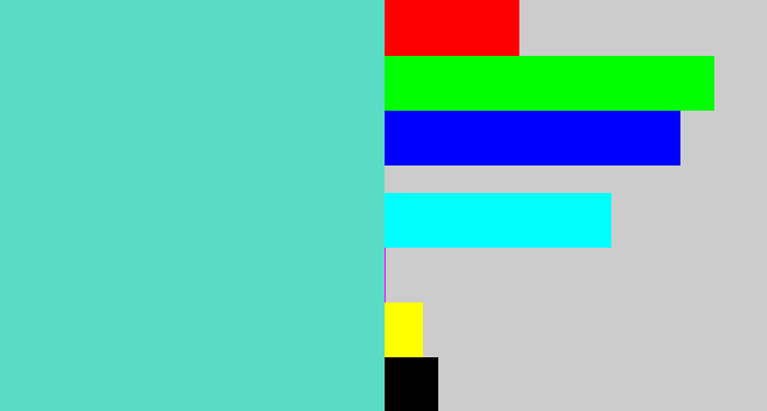 Hex color #59dbc5 - light greenish blue