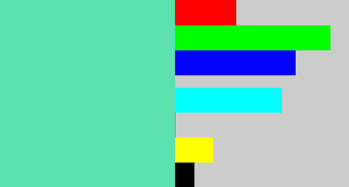 Hex color #59e2b0 - light greenish blue