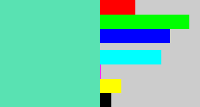 Hex color #59e2b2 - light greenish blue
