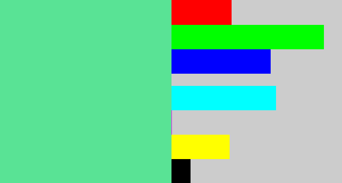 Hex color #59e395 - light green blue