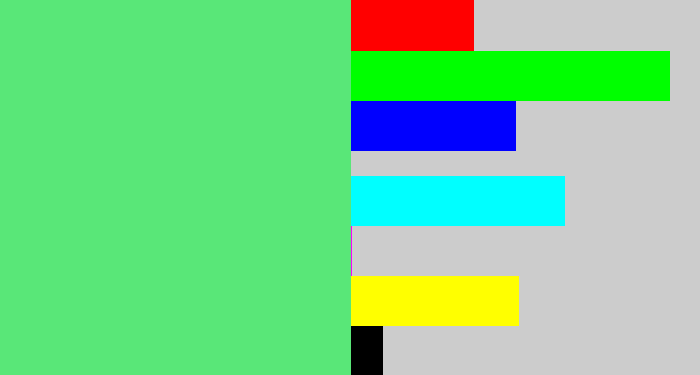 Hex color #59e778 - lightish green