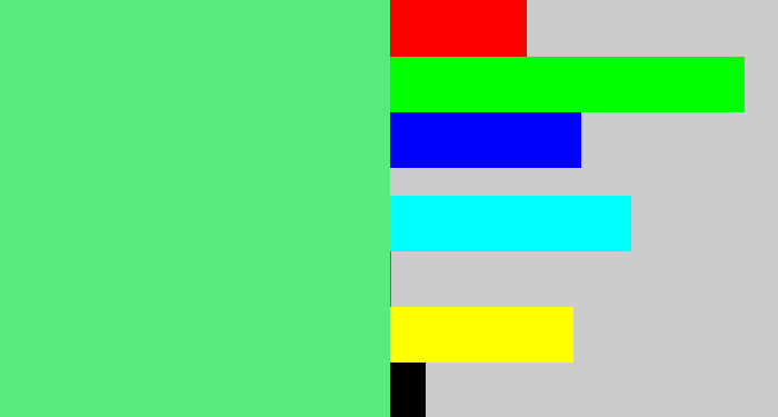 Hex color #59e97c - lightish green