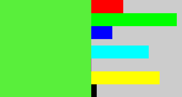 Hex color #59ef3b - toxic green
