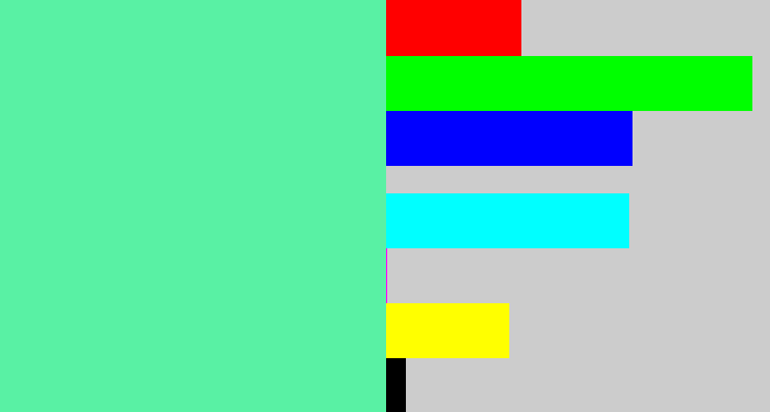 Hex color #59f1a4 - light green blue