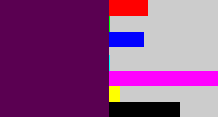 Hex color #5a0051 - plum purple
