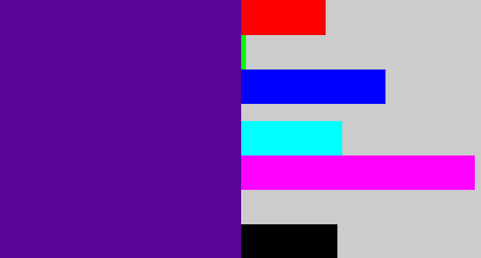 Hex color #5a049a - indigo