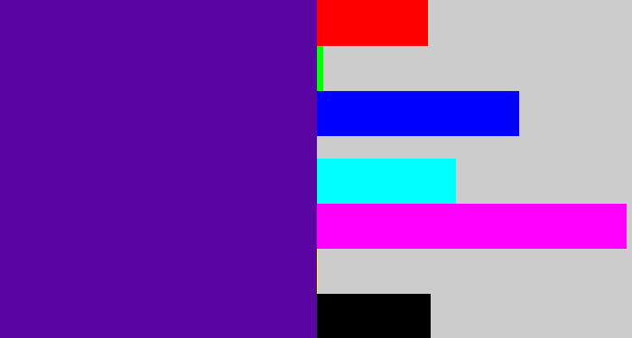 Hex color #5a04a2 - violet blue