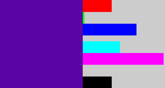 Hex color #5a04a5 - violet blue