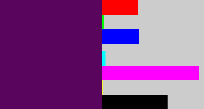 Hex color #5a055d - plum purple