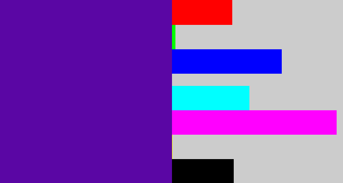 Hex color #5a06a4 - violet blue
