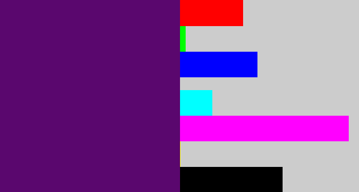 Hex color #5a076e - royal purple
