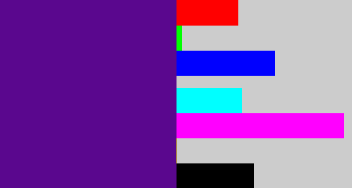 Hex color #5a078e - royal purple
