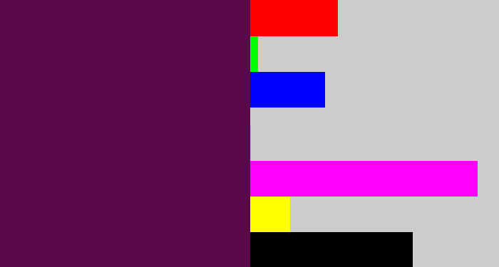Hex color #5a084c - plum purple