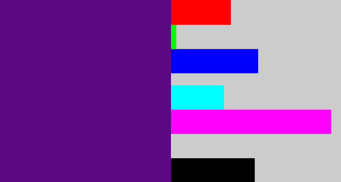 Hex color #5a0883 - royal purple