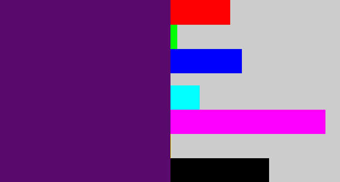 Hex color #5a0a6c - royal purple