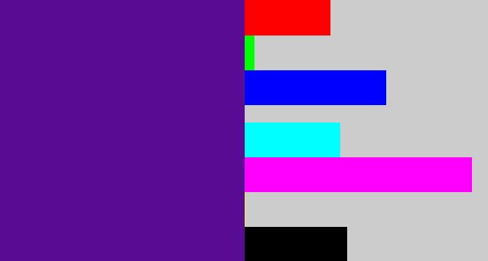 Hex color #5a0b94 - indigo