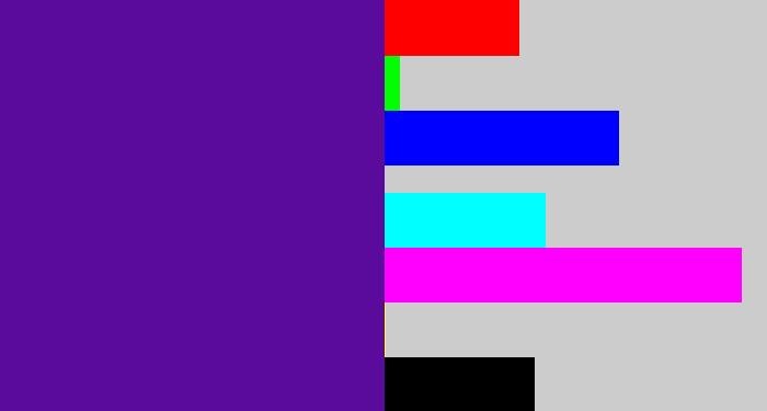 Hex color #5a0b9b - purple