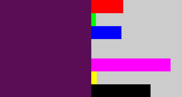 Hex color #5a0c55 - grape purple