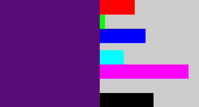 Hex color #5a0d76 - royal purple