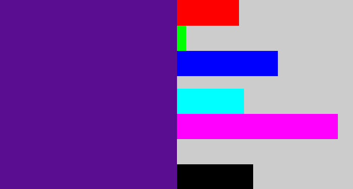 Hex color #5a0d91 - indigo