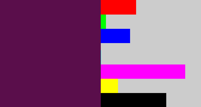 Hex color #5a0e4b - grape purple