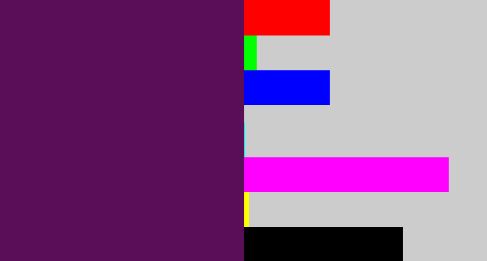 Hex color #5a0e58 - grape purple