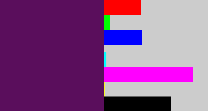Hex color #5a0e5c - grape purple