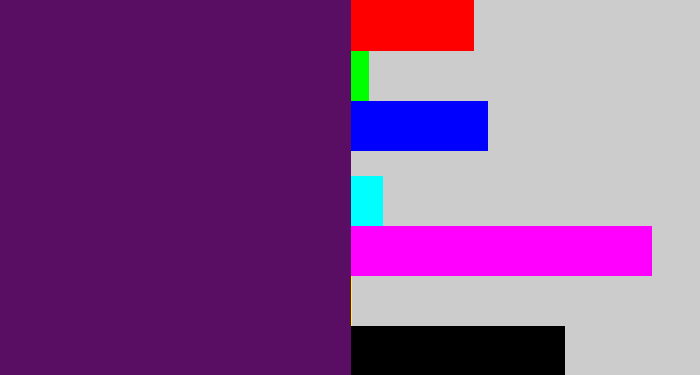 Hex color #5a0e63 - grape purple