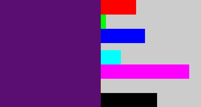 Hex color #5a0e71 - royal purple