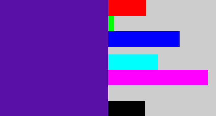 Hex color #5a0ea8 - violet blue