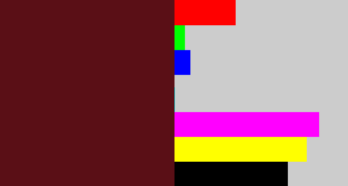 Hex color #5a0f16 - claret