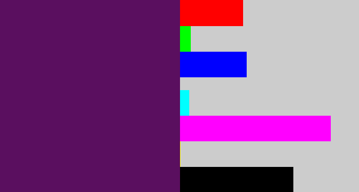 Hex color #5a0f5f - grape purple
