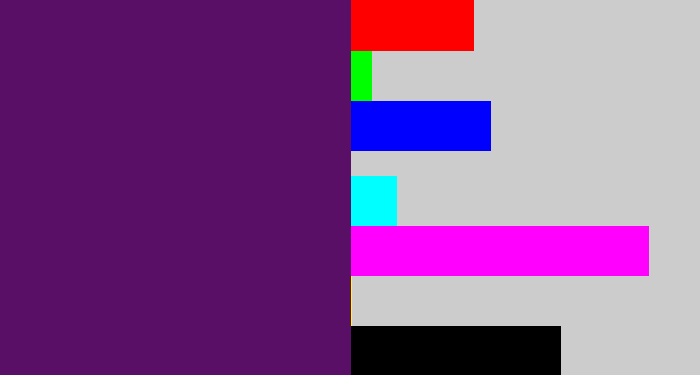 Hex color #5a0f67 - royal purple