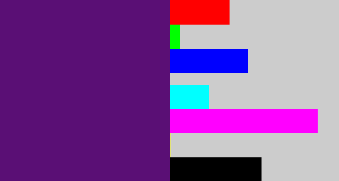 Hex color #5a0f75 - royal purple