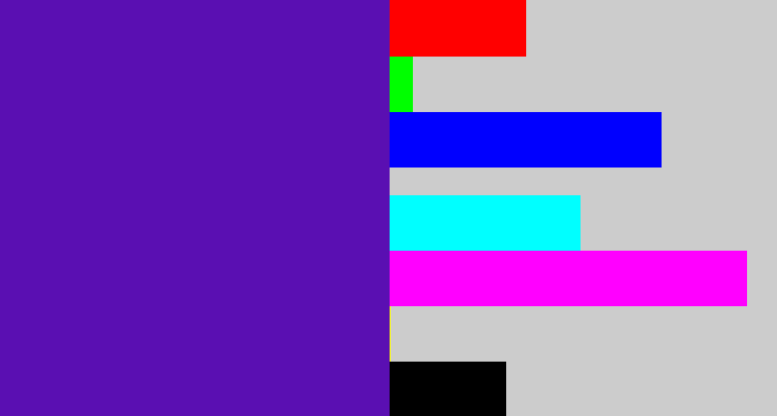 Hex color #5a0fb2 - violet blue