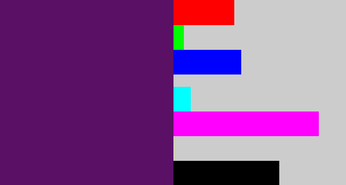Hex color #5a1064 - grape purple