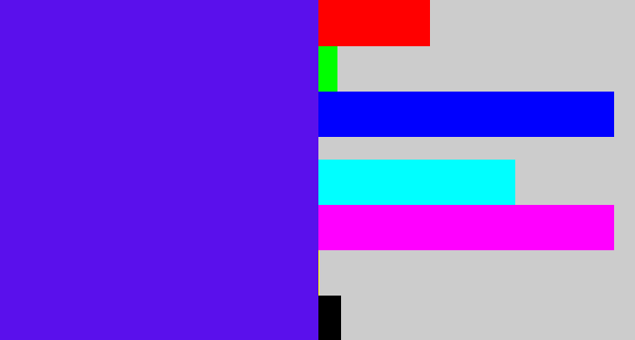 Hex color #5a10ec - blue/purple