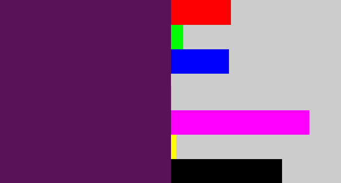 Hex color #5a1157 - grape purple