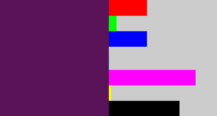Hex color #5a1258 - grape purple