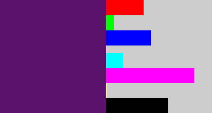 Hex color #5a126b - royal purple