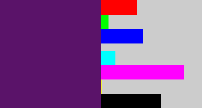 Hex color #5a1369 - grape purple