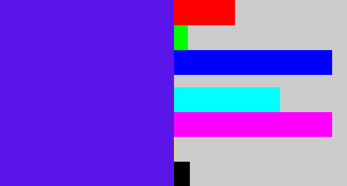 Hex color #5a15e9 - purply blue