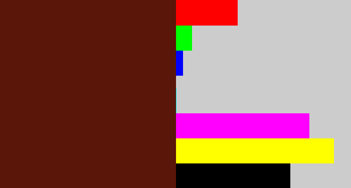 Hex color #5a1609 - reddy brown