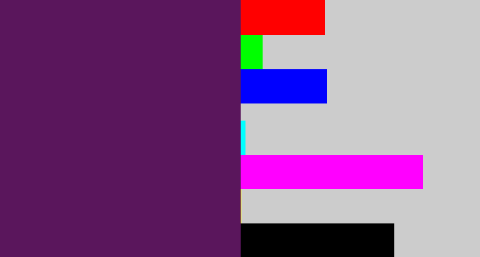 Hex color #5a165c - grape purple