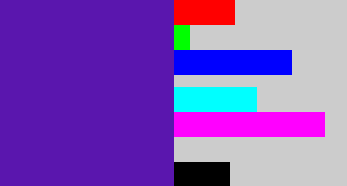 Hex color #5a16ae - violet blue